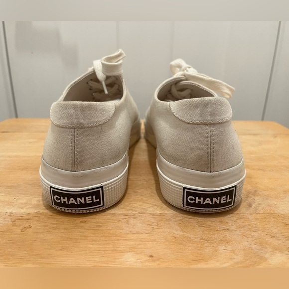 CHANEL Women’s Sneakers Size 36 White Laced Up Platform - Picture 2 of 8